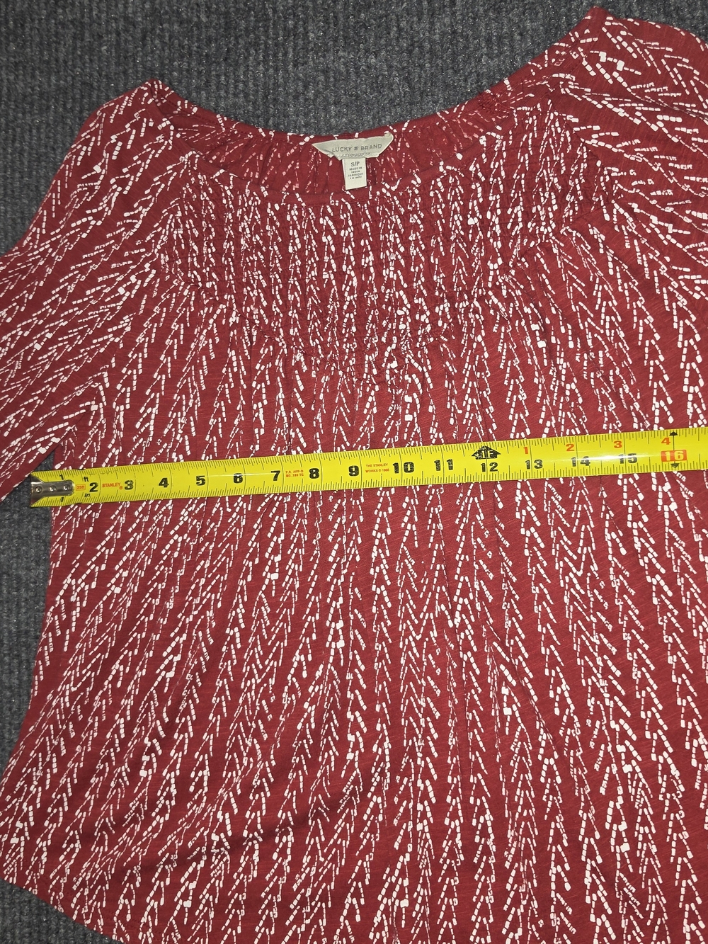 Lucky Brand Red and White Patterned Top - Picture 7 of 8
